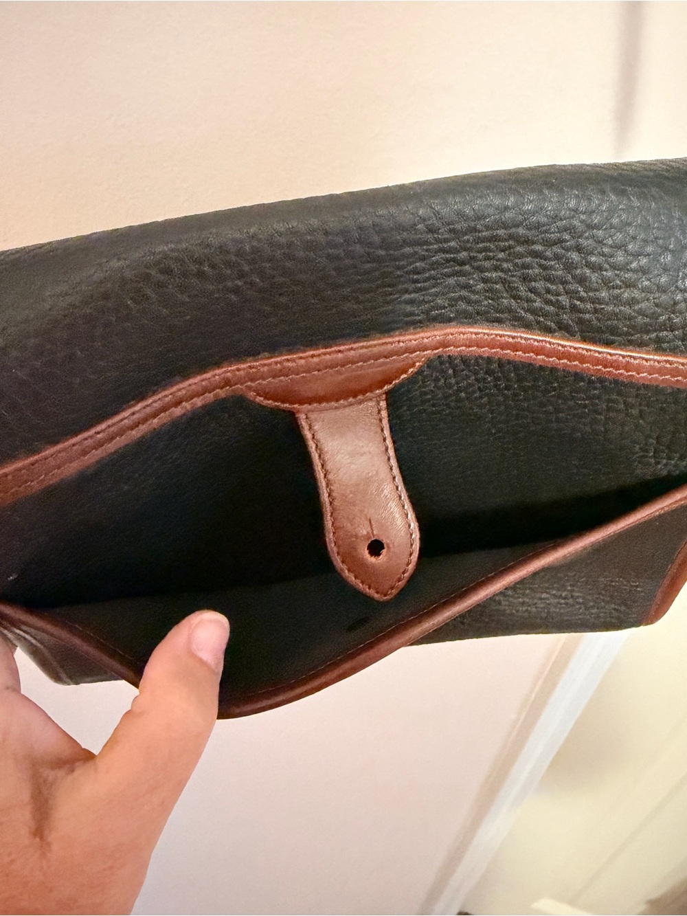 Dooney & Bourke Navy with Brown Trim Pebbled Leather Crossbody - Picture 5 of 12